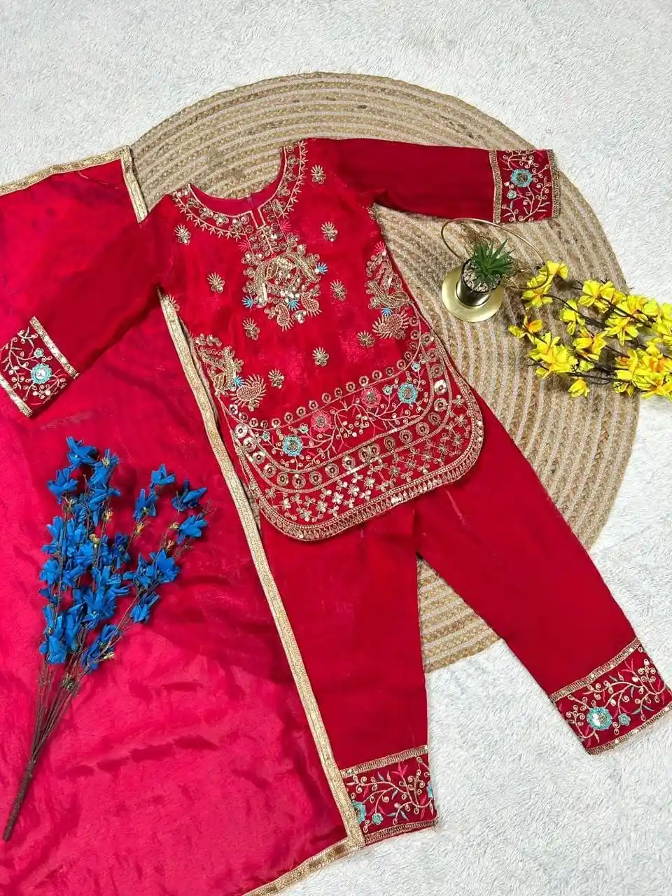 Royal Red Kids Ethnic wear Salwar set